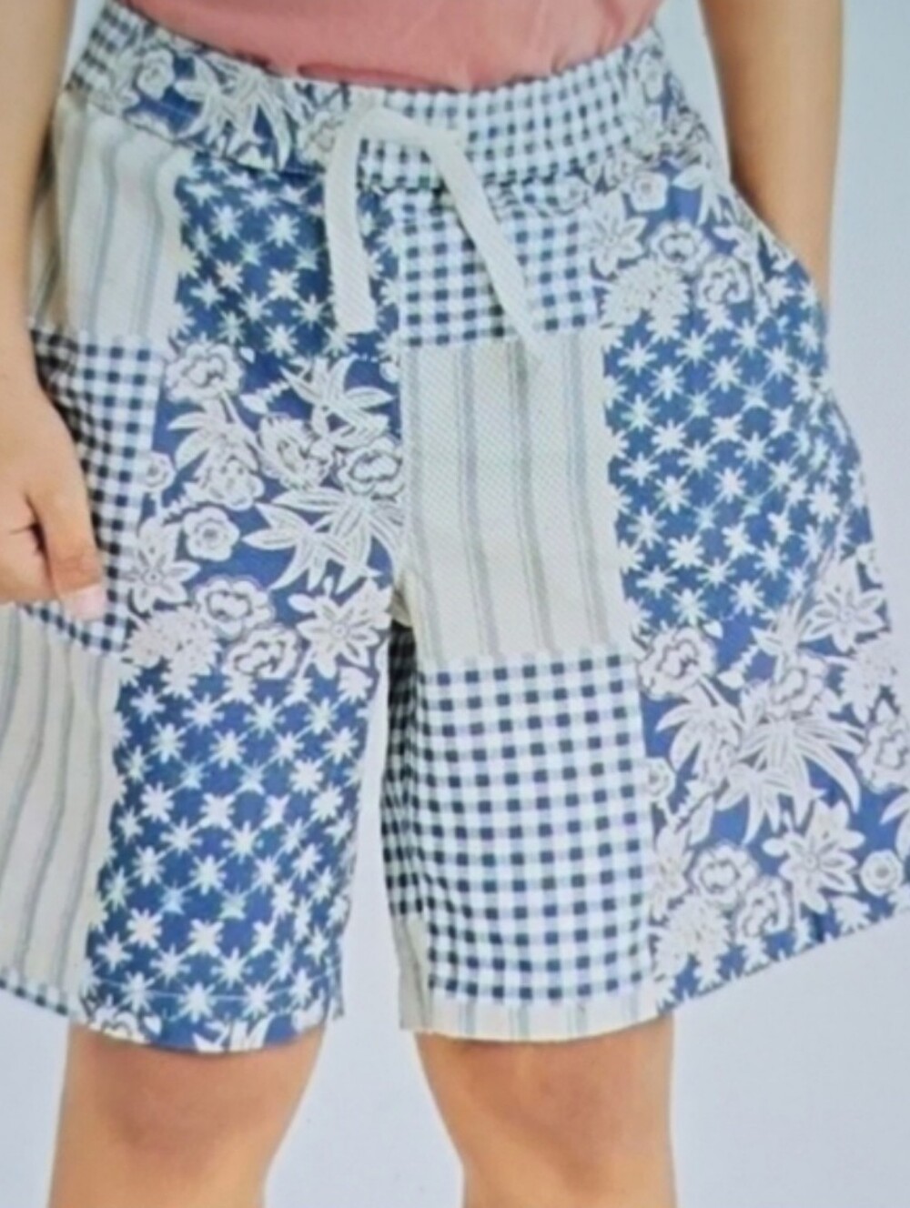 Cat & Jack Patchwork Print Blue Kid's Drawstring Shorts